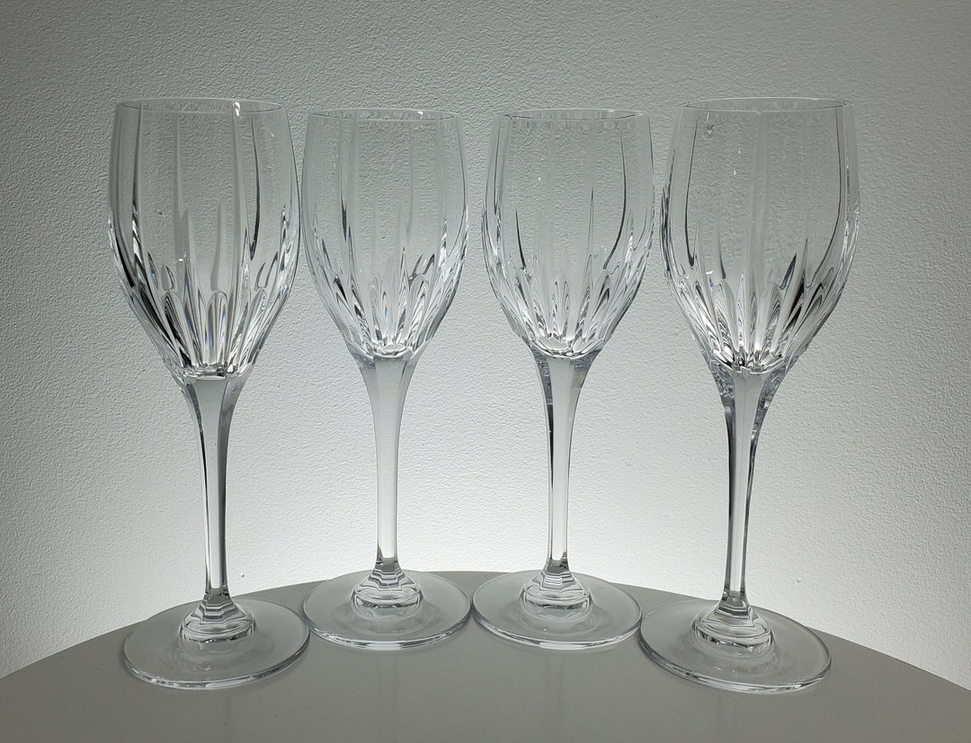 Set of 4 Mikasa Arctic Lights Water Goblets Faceted Crystal Stemware Etsy