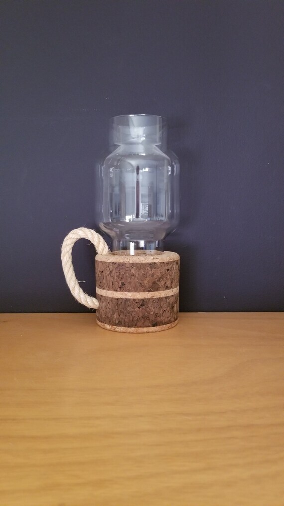 Wicked Vintage Hurricane Lamp Cork Rope Glass Candle Wicked Vintage Hurricane Lamp Cork Rope, Rope Handle Hurricane Lamp