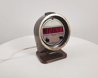 1970s Era Big Ben LED Clock - **Alarm Not Working** in Brown Plastic with Red LED - Westclox, Canada