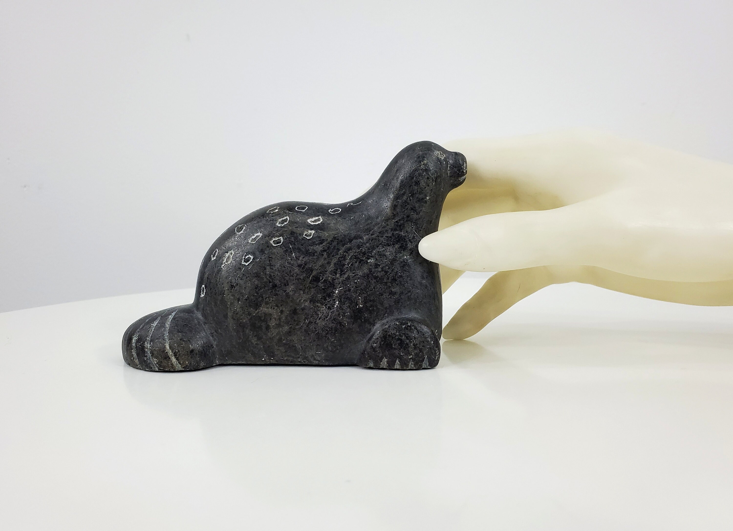 Vintage George Arlook Stone Carving - Seal - 1980s Inuit Art