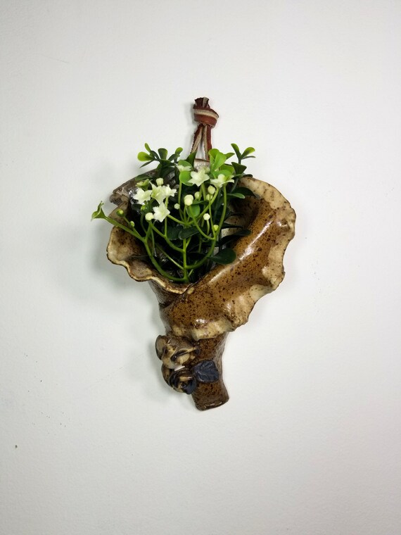Wall Planter Indoor Planter Speckled Stoneware Ceramic Wall Pocket Brutalist 1970s Ceramics