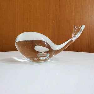 Vintage Hand Made Glass Whale Paperweight