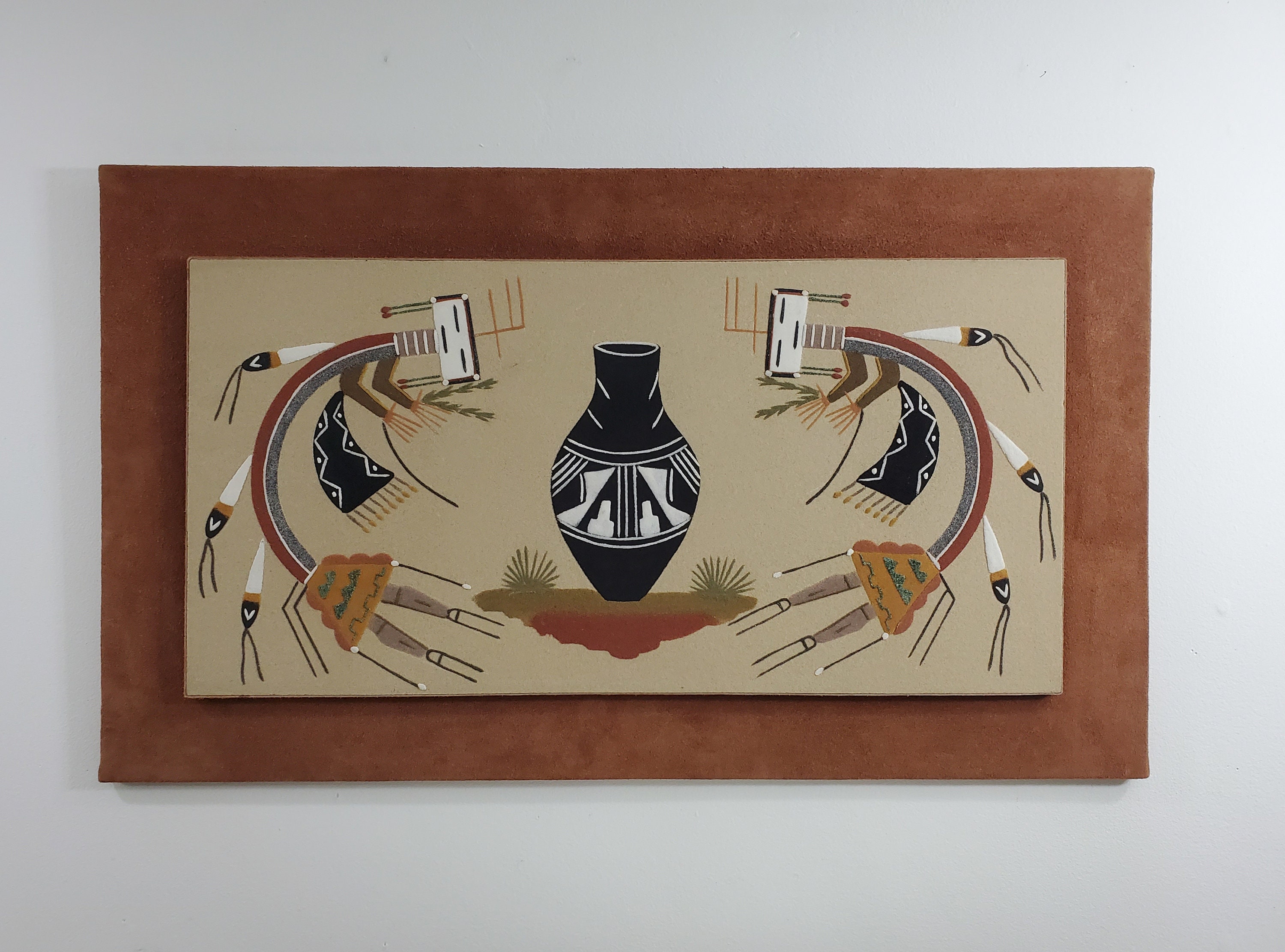 Edward Yazzie Navajo Sand Painting - Whirling Log Rainbow - Yei Deities