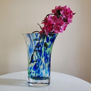 SEA Glasbruk Glass Vase in Clear, Blue and Green - Renate Stock - Swedish Glass Vase
