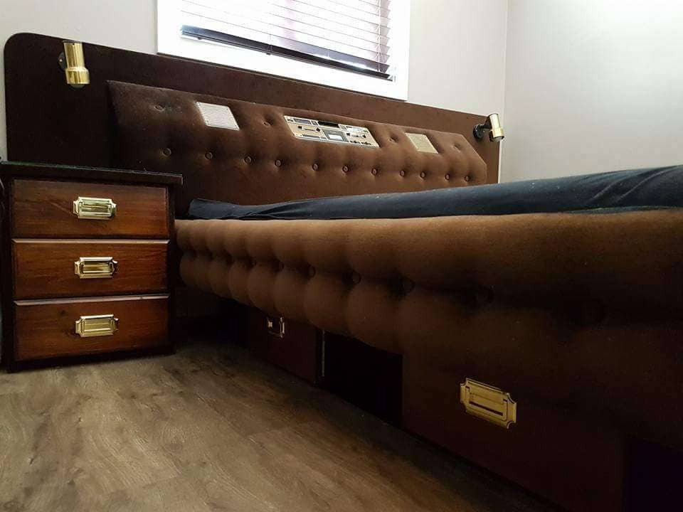 Vintage 1970s Captain's Bed Upholstered Waterbed Frame Etsy