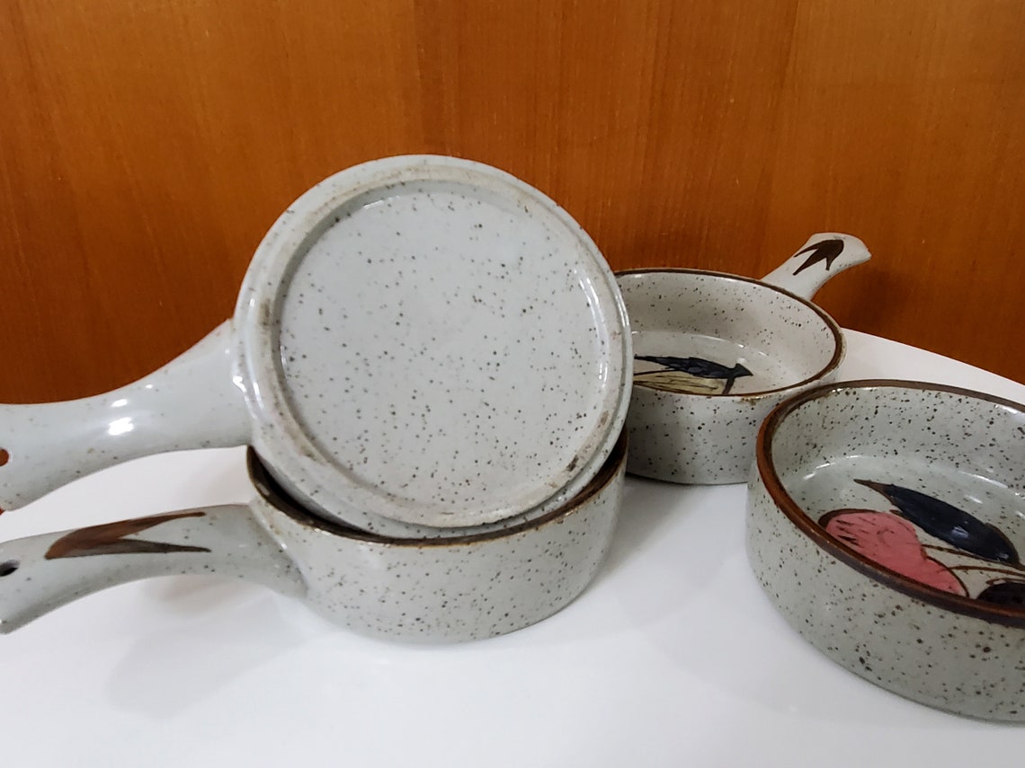 Set of 4 Ceramic Soup Bowls Hand Painted Fruit Pattern Etsy