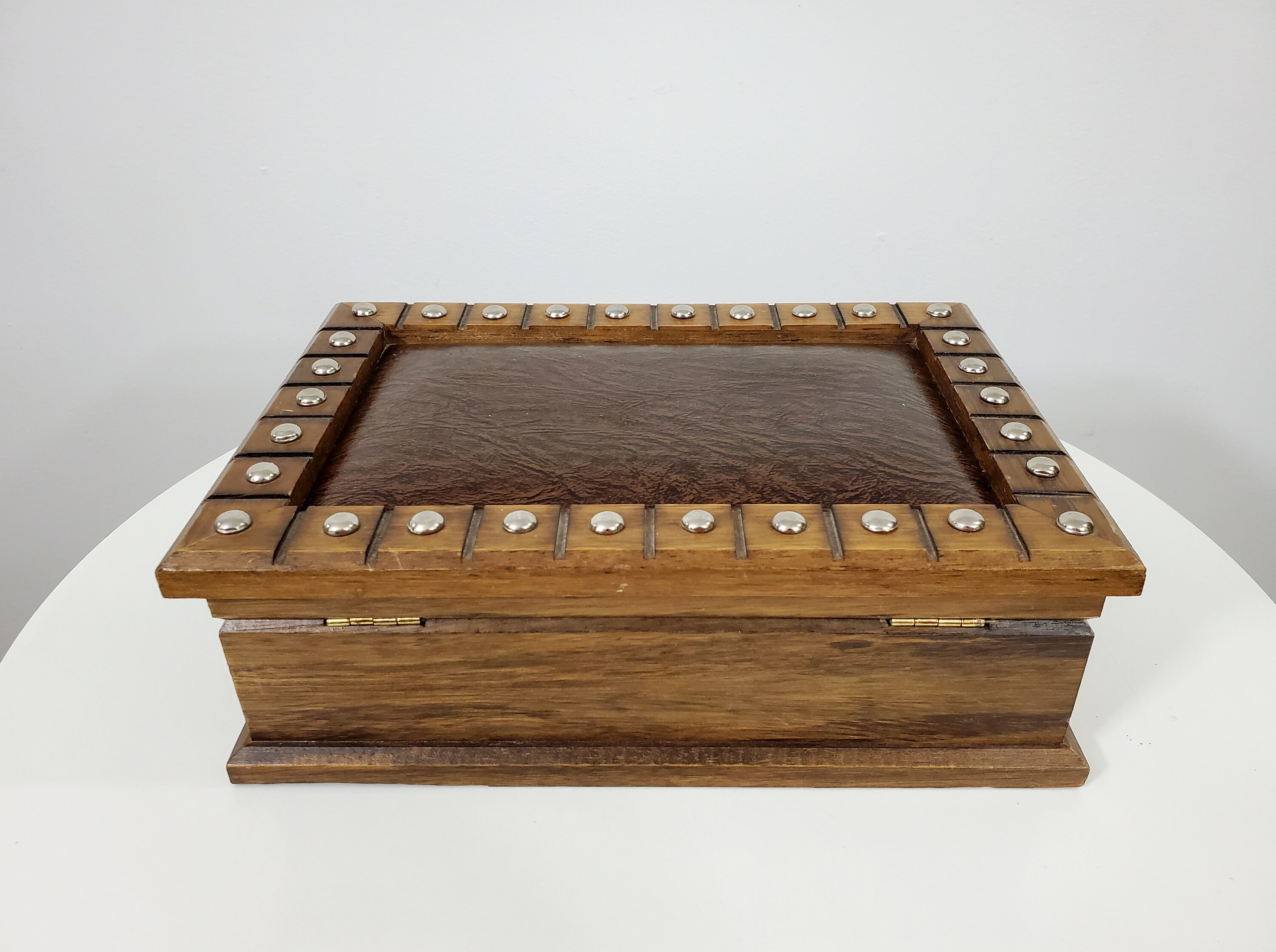 Vintage Mele Wood Men's Jewelry Box Masculine Silver Etsy