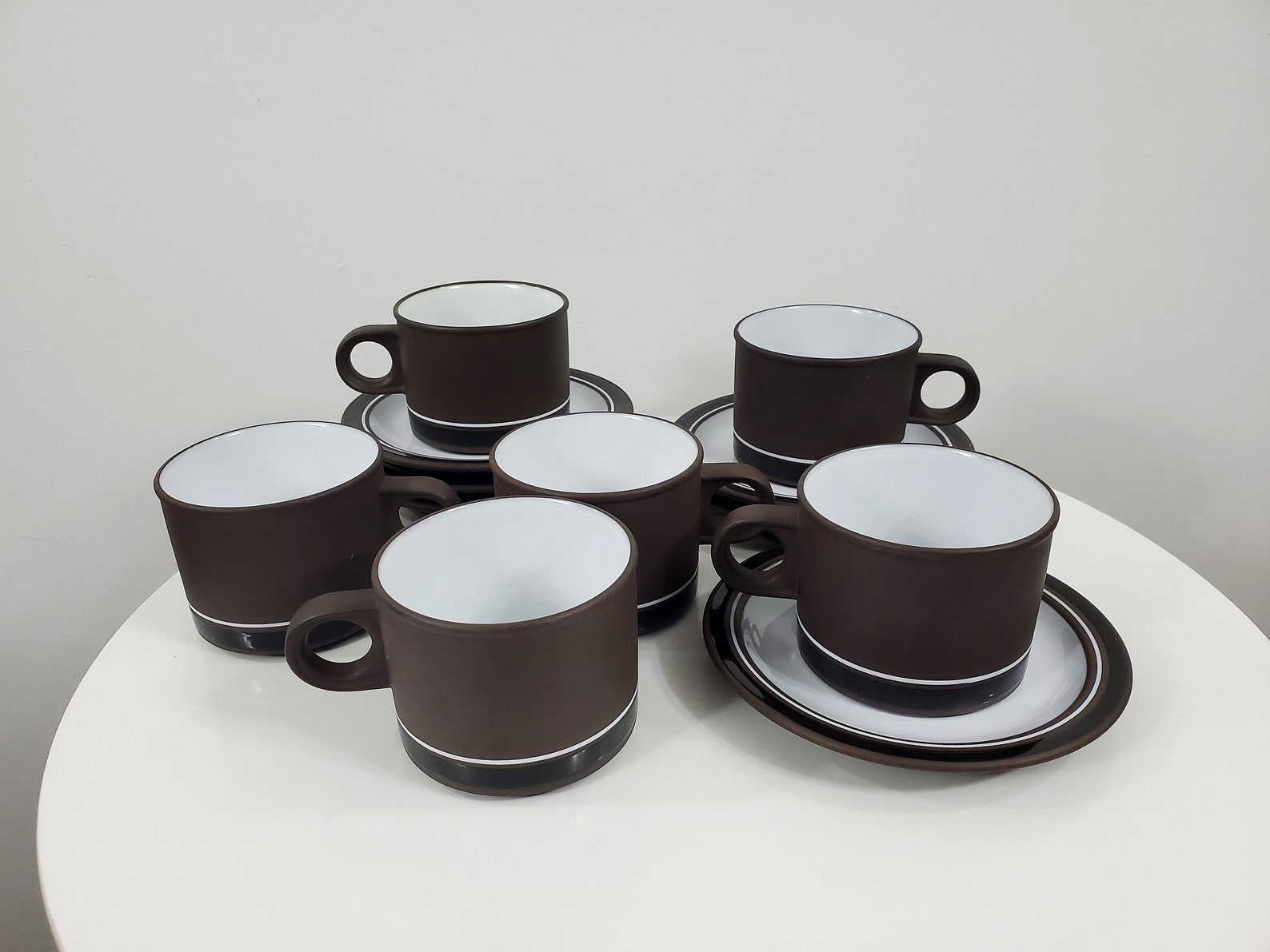 6 Hornsea Contrast Tea Cups with Saucers 1970s Lancaster Etsy