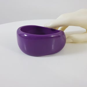 Vintage Purple Lucite Bangle Bracelet - Irregular Shape - For Large Hands and Wrists - 2 5/8&quot; Diameter Wrist Opening