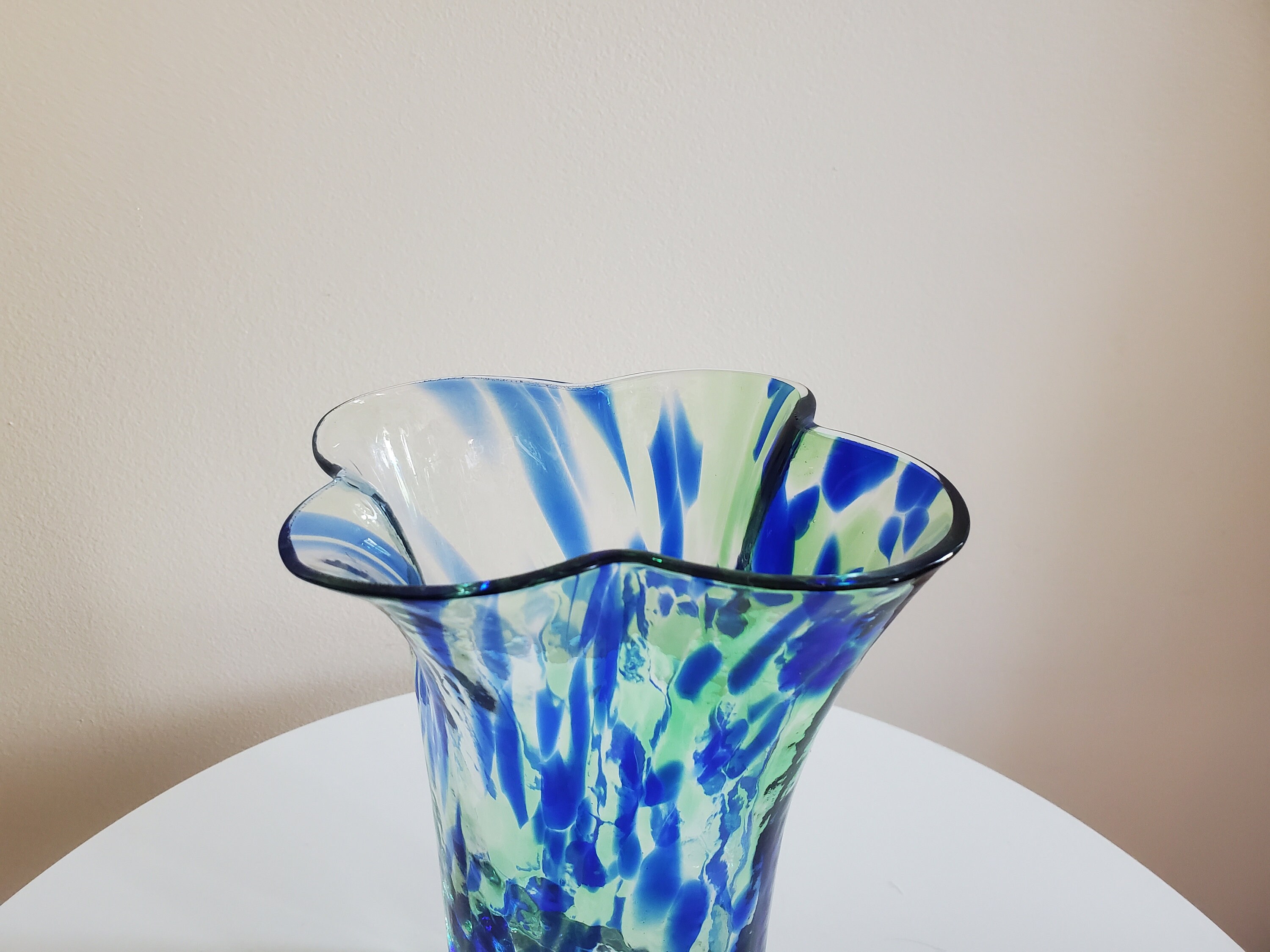 Vintage SEA Glasbruk Swedish Glass Vase, Renate Stock, Blue Green