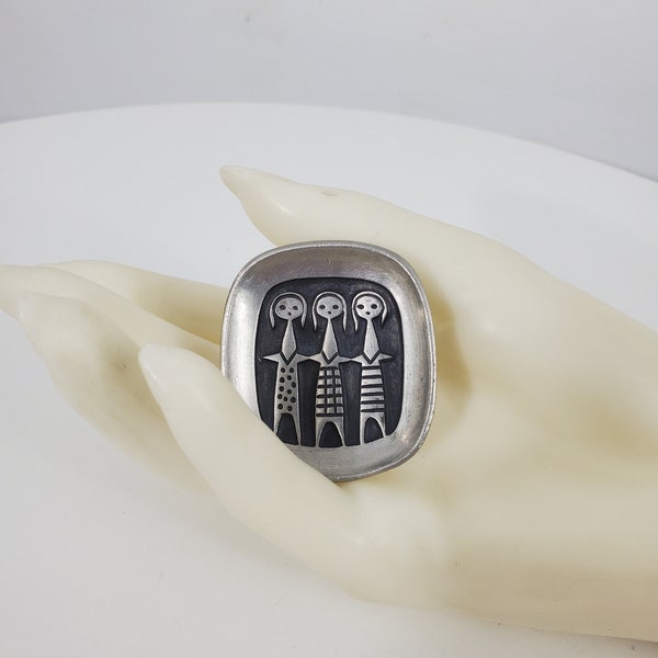 Signed Roland Landerholm Pewter Brooch - 1960s-1970s - Swedish Modernism - Scandinavian