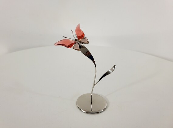 Vintage Swarovski Alava Padparadscha Crystal Butterfly Magnetic Brooch With Stand Etsy Canada