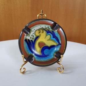 Gouda Pottery Small Ceramic Ashtray - Favorite Pattern - 1923-1929 - 3 1/4 Inches Diameter