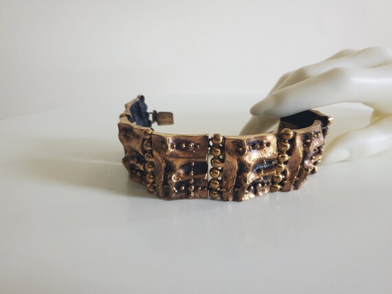 Bracelet Manchette Brutaliste Finlandais En Bronze - Vintage, Signé Succession 2031 - Neuf