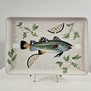Hand Painted Ceramic Seafood Tray - Fish Platter