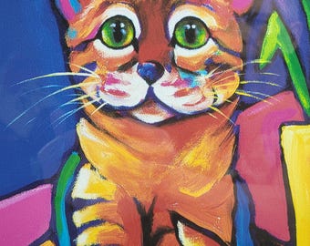 Ron Burns 'flower Cat' Limited Edition Print - 46/100 - Signed