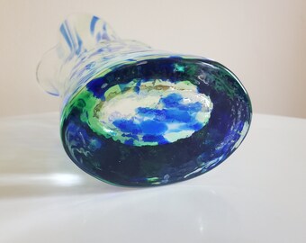 Vintage SEA Glasbruk Swedish Glass Vase, Renate Stock, Blue Green