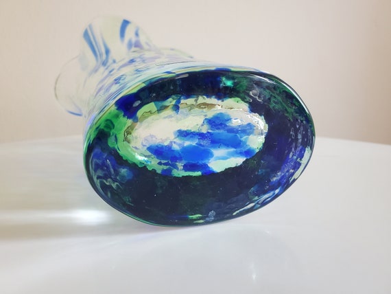 Vintage SEA Glasbruk Swedish Glass Vase, Renate Stock, Blue Green
