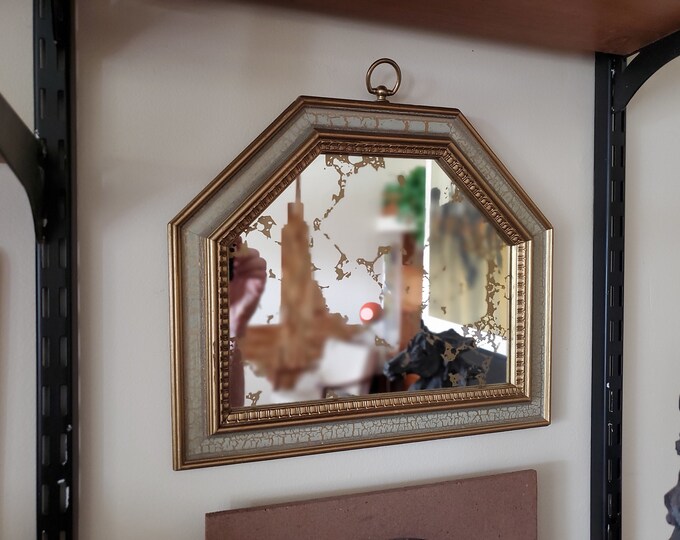 Vintage Turner Wall Accessory Mirror With Gold and Gray Frame and Gold