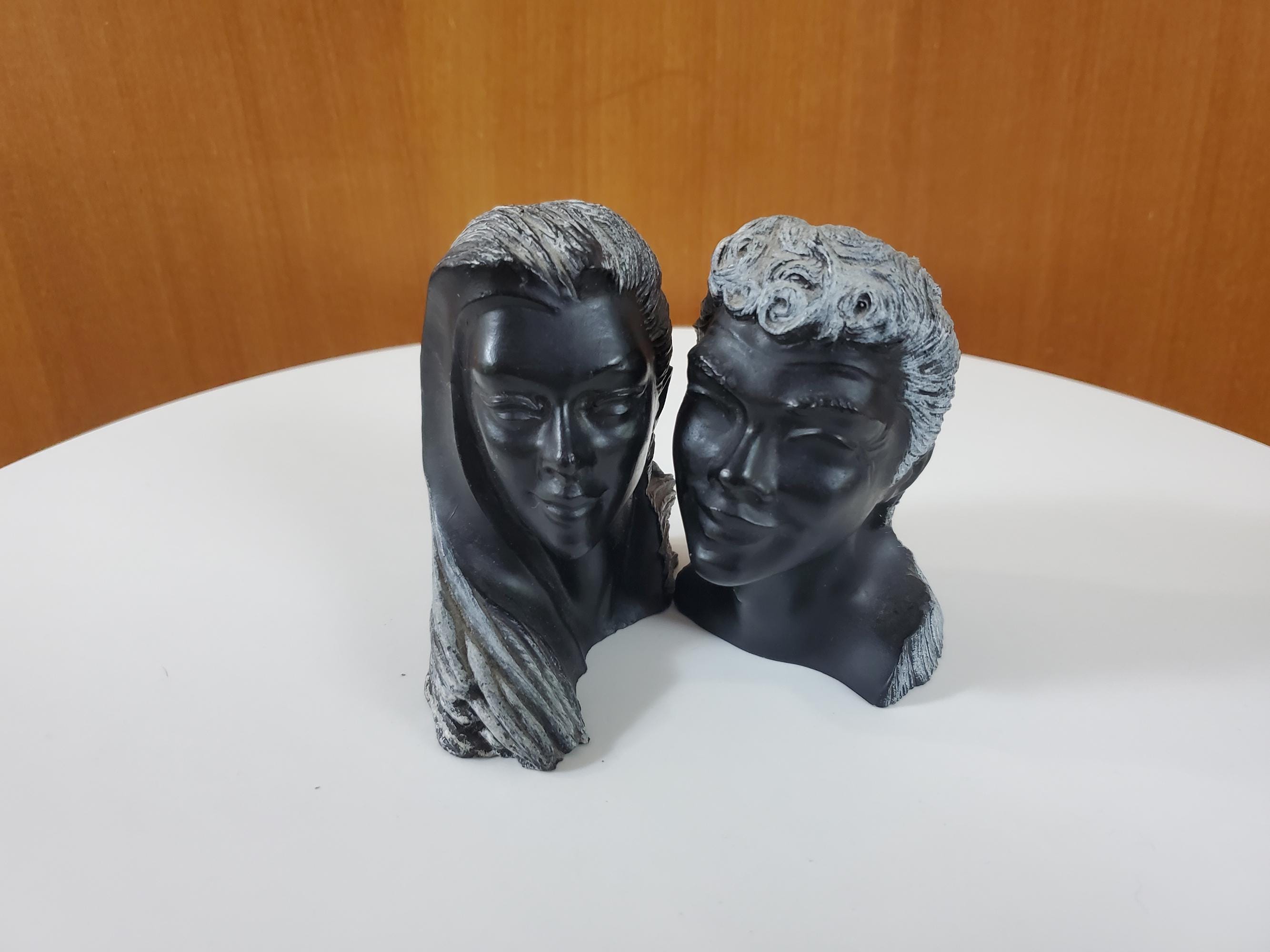 Frank Schirman Black Coral Figures - Kealoha (loved One) and Kanoa