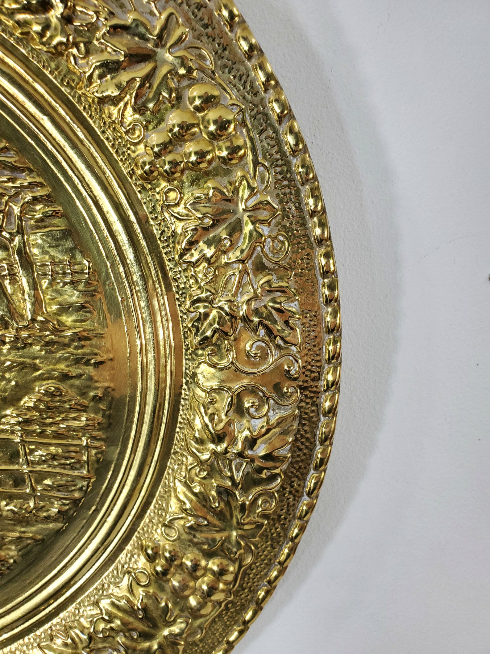 Large Decorative Brass Plate From Lombard England 16 3/4 Inch Etsy