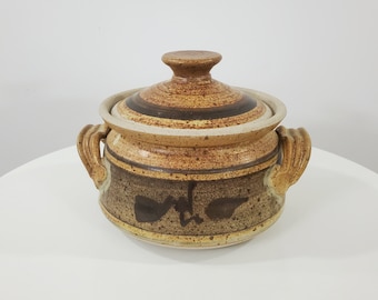 Boîte en céramique vintage Connie Pike ou casserole couverte - fin des années 70-début des années 80 - studio de poterie - pot en grès - arts céramiques