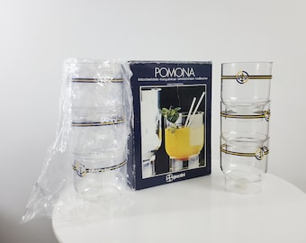 Set of 6 Guzzini Pomona Acrylic Glasses with Original Boxes - 6 Long Drink - Ambrogio Pozzi - Nautical Theme