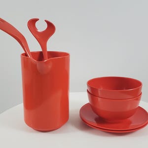 Rosti Melamine Set, Small Bowls, Plates, Utensils and Jug - Dark Orange Melamine - Erik Lehmann - Mepal-Rosti