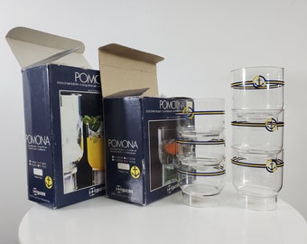 Set of 12 Guzzini Pomona Acrylic Glasses with Original Boxes - 6 Long Drink - 6 Tumblers - Ambrogio Pozzi - Nautical Theme