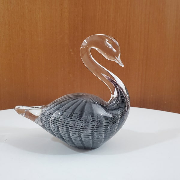 FM Konstglas Art Glass Swan - Fumato Effect - Ronneby, Sweden