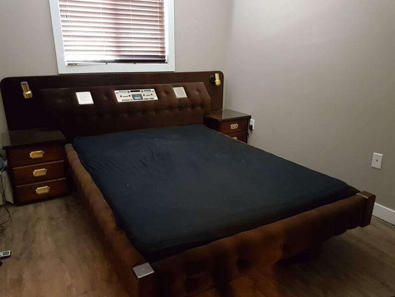 Vintage 1970s Captain's Bed Upholstered Waterbed Frame Etsy