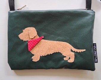 Bolso bandolera con perro salchicha, bolso para pasear perros, bolso para perro salchicha, perro salchicha de pelo áspero