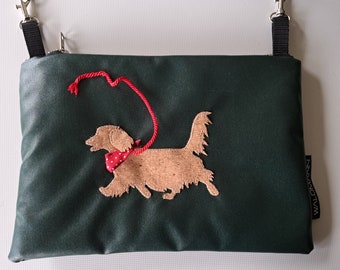 Shoulder bag with dachshund, dog walking bag, dachshund bag