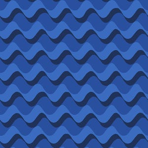 May include: A seamless pattern of stylized blue waves. The design features layers of varying shades of blue, creating a sense of depth and movement. The repeating wave pattern is a simple, yet visually appealing design.