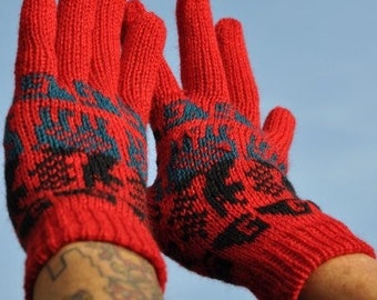 Jolie paire de gants, gants péruviens en alpaga, remarquable paire de gants chaud doux, des gants durables et résistant, pièces uniques