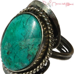 Anillo Peruano, Anillo Ajustable, Anillo engastado con piedras semipreciosas, anillo hecho a mano, anillo con piedras naturales, anillo original