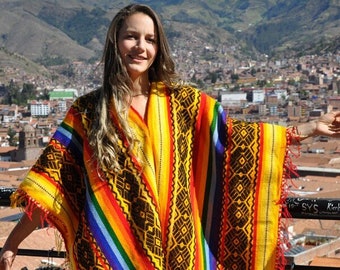 Poncho peruviano, Poncho di lana, Poncho peruviano Inca, donne poncho, poncho autentico, Poncho donna, poncho caldo, poncho da donna economico,