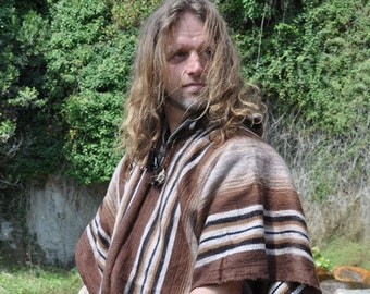 Poncho Unique Piece, Poncho with hood in alpaca wool, Large size poncho, woven alpaca poncho, Poncho Men, men's poncho, pure wool