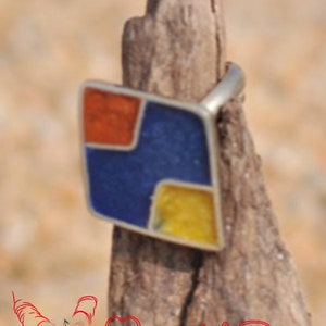 Adjustable ring, women&#39;s adjustable ring, handmade Peruvian ring, unique ring with semi-precious stones, fine silver metal ring