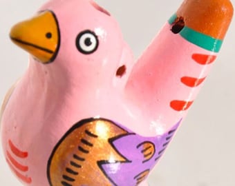 Colorful water bird whistle, ceramic bird whistle, handmade ceramic bird song water whistle, water bird whistle peru