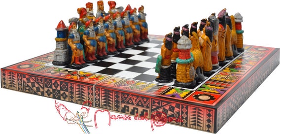 Peruvian Chess Games Wooden Chess Games Inca Chess Game 