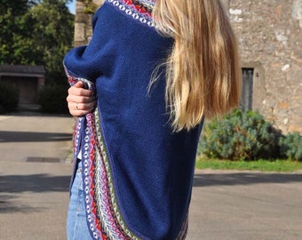 Poncho à Manches Chauve-souris Pour Femme - Manteau Court D'automne/hiver Avec Ceinture Et Col Montant - Tendance Oversize - Polyester