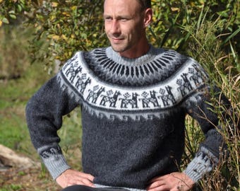 Navy Blue Alpaca Inca Sweater, Navy Blue, Genuine Alpaca Wool