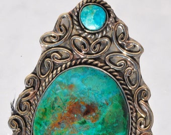 Semi-precious stone pendant, Peruvian turquoise pendant, serpentine semi-precious stone, onyx, rose quartz and tigrillo stones