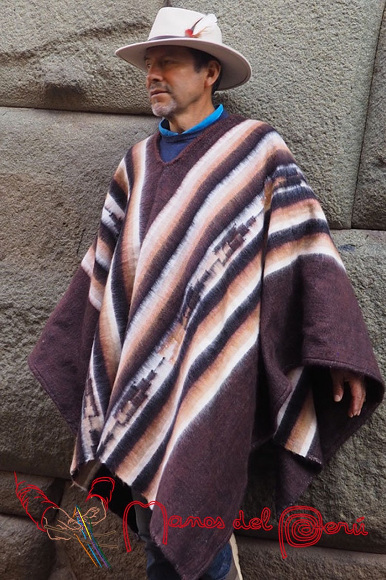 Poncho Péruvien gris, poncho en laine d'alpaga, poncho unisexe pure laine alpaga, poncho des Andes, poncho chaud doux soyeux, poncho alpaga image 2