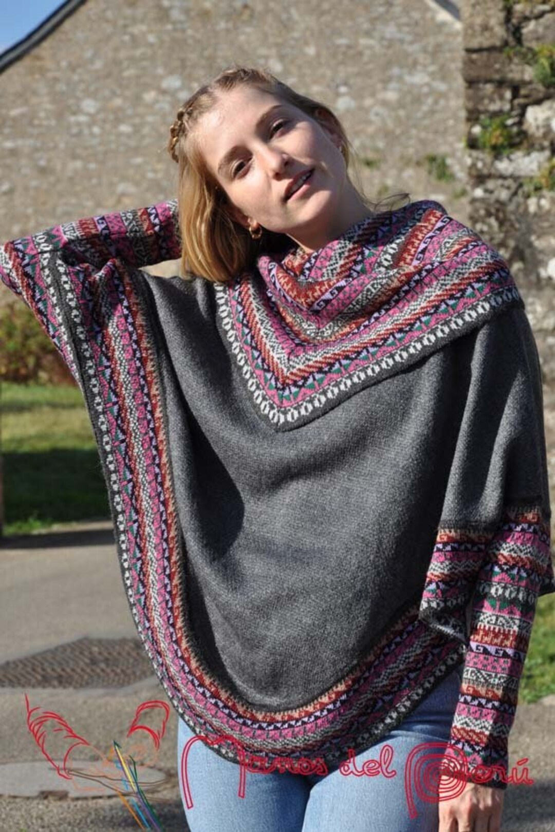 人気ブランド新作豊富 Poncho With Poncho Women's Peruvian Authentic Sleeves, Clothing
