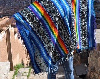 ペルーのポンチョ、ウールのポンチョ、ペルーのインカポンチョ、女性用