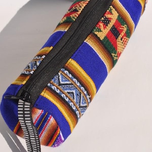 Trousse à crayons péruvienne, trousse à crayons de Cuzco, trousse à crayons faite avec du tissu péruvien, trousse à crayons avec doublure
