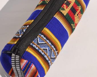 Peruvian pencil case, Cuzco pencil case, pencil case made with Peruvian fabric, pencil case with lining