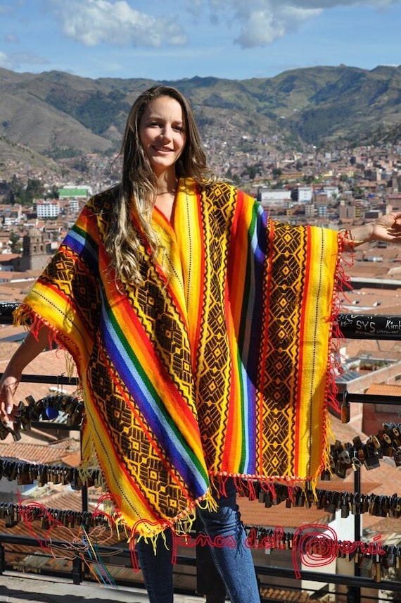 Poncho Peruvien Poncho Laine Peruvian Poncho Inca poncho women Authentique poncho Poncho Woman poncho chaud Poncho femme pas cher Etsy France